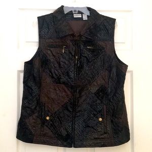CHICO’S Black and Brown Faux Leather Vest
